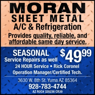 24 Hour Service Moran Sheet Metal Llc Yuma Az